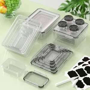 40 PCS Food Storage Containers with Lids Airtight, 100% Leakproof Plastic Meal-Prep Containers Reusable(20 Containers & 20 Lids),Microwave and Dishwasher Safe, Includes Labels & Pen