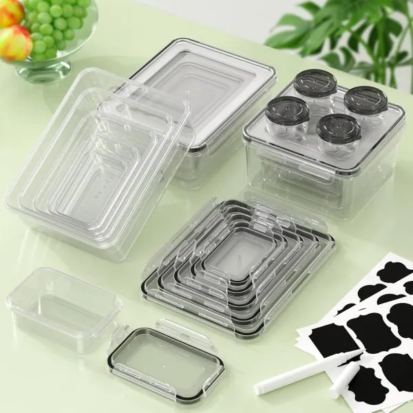 40 PCS Food Storage Containers with Lids Airtight, 100% Leakproof Plastic Meal-Prep Containers Reusable(20 Containers & 20 Lids),Microwave and Dishwasher Safe, Includes Labels & Pen