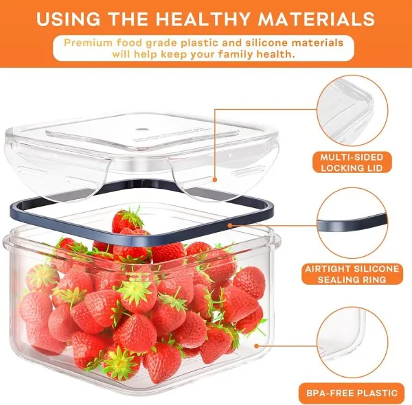 40 PCS Food Storage Containers with Lids Airtight (20 Containers & 20 Lids), Plastic Storage Meal Prep Container-Stackable 100% Leakproof & Microwave Organization and Storage Sets, Lunch Containers - Image 2