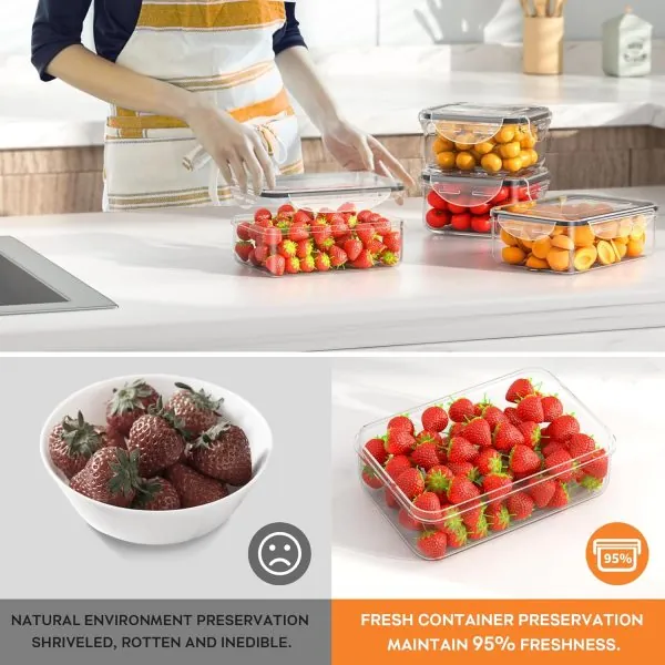 40 PCS Food Storage Containers with Lids Airtight (20 Containers & 20 Lids), Plastic Storage Meal Prep Container-Stackable 100% Leakproof & Microwave Organization and Storage Sets, Lunch Containers - Image 4