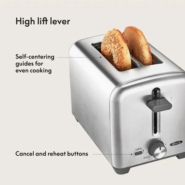 Bella 2 slice toaster, Stainless - Image 3