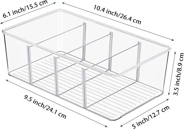 Vtopmart 8 Pack Food Storage Organizer Bins, Clear Plastic Bins for Pantry, Kitchen, Fridge, Cabinet Organization and Storage, 4 Compartment Holder for Packets, Snacks, Pouches, Spice Packets - Image 3